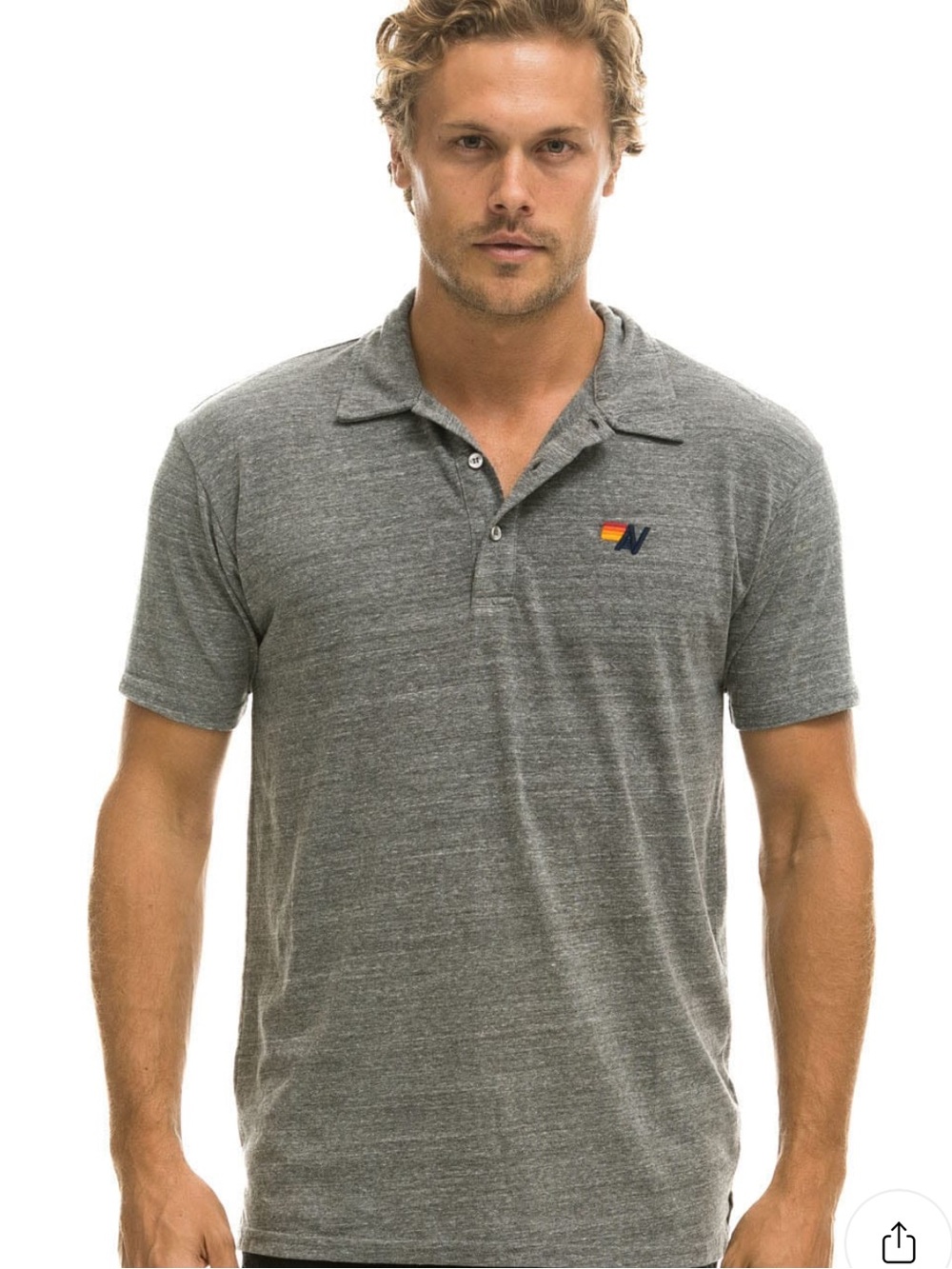 NWOT Aviator Nation Men’s Polo Shirt Size XS Heather Grey